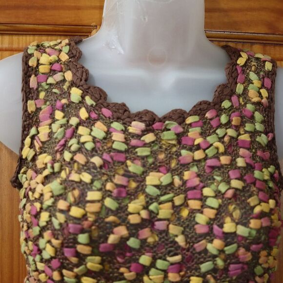 Marilena Chicago Vibrant Crochet Tank Top Medium Y2K Vintage Romania - Picture 2 of 12